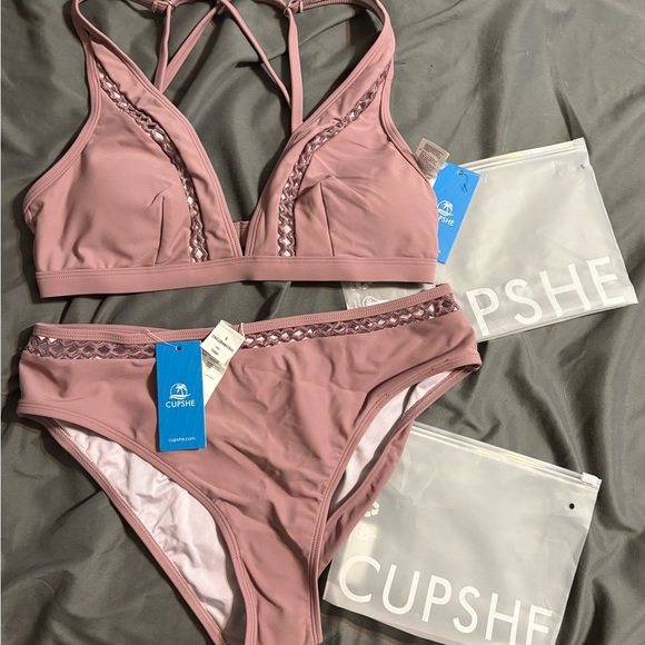 Cupshe Women's Pink Strappy Bikini Set - Picture 1 of 3
